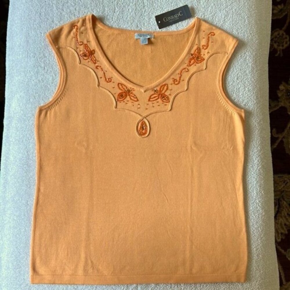 Orange Beaded Knit Top - Picture 2 of 10